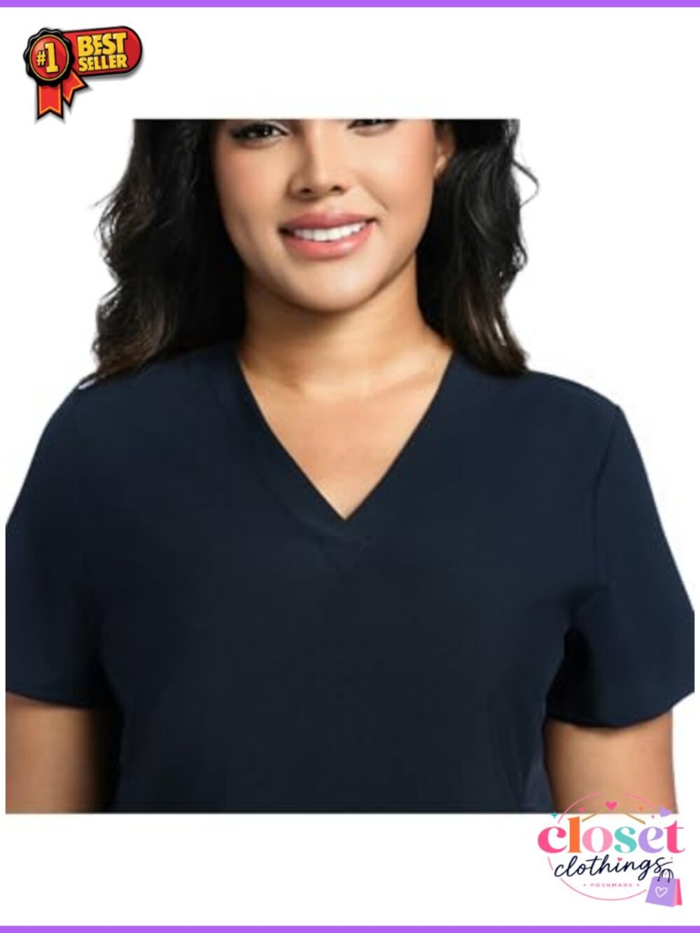 Maternity Scrub Top V-Neck Pregnancy Shirt with 2 Pockets Stretch